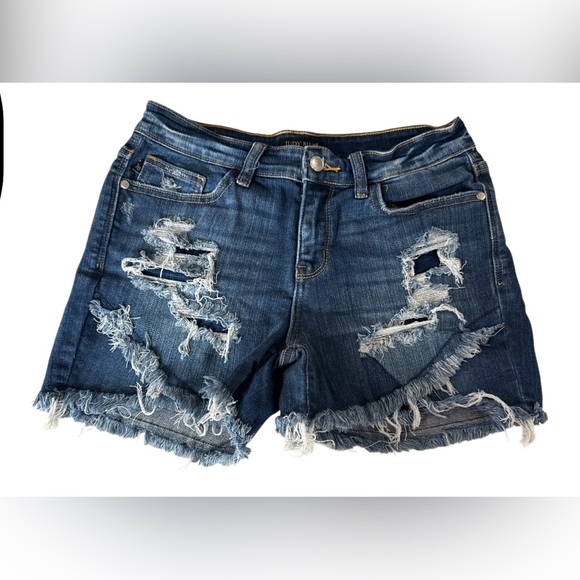 Judy Blue Distressed Jean Shorts - Picture 1 of 7
